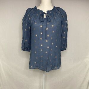 NWT CATO,  blouse  small  blue with Gold,